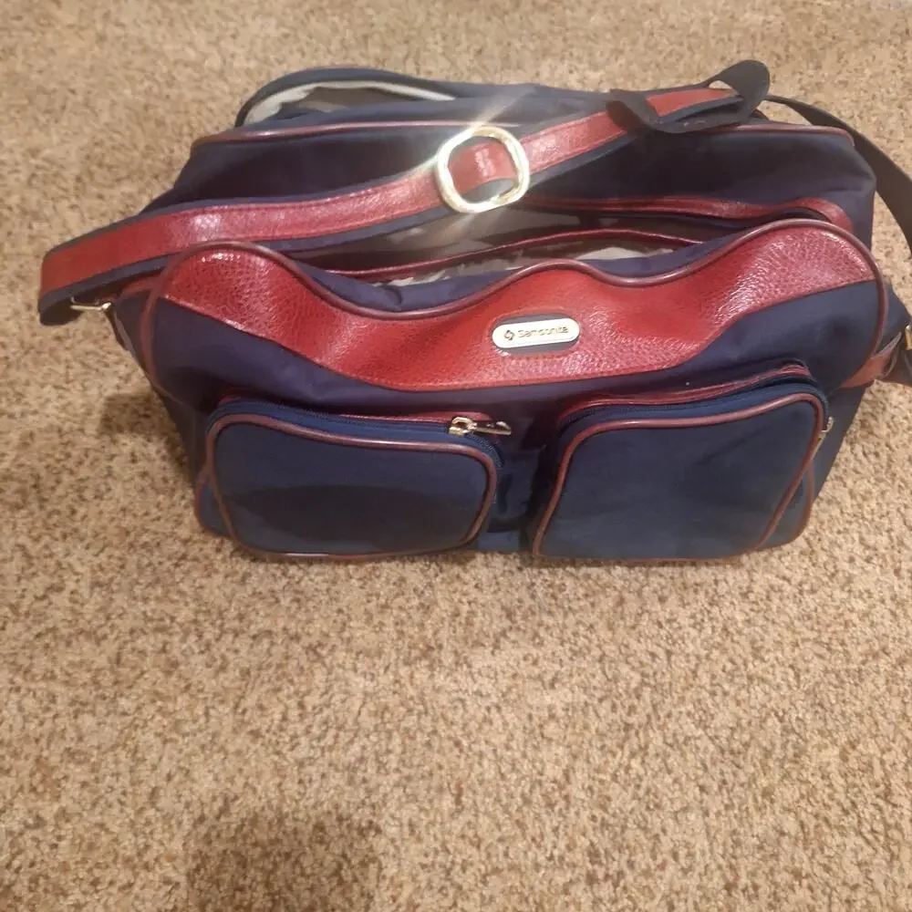 Samsonite Special Ed Travel Messenger Shoulder Bag Navy 3 pockets Vintage 1980's